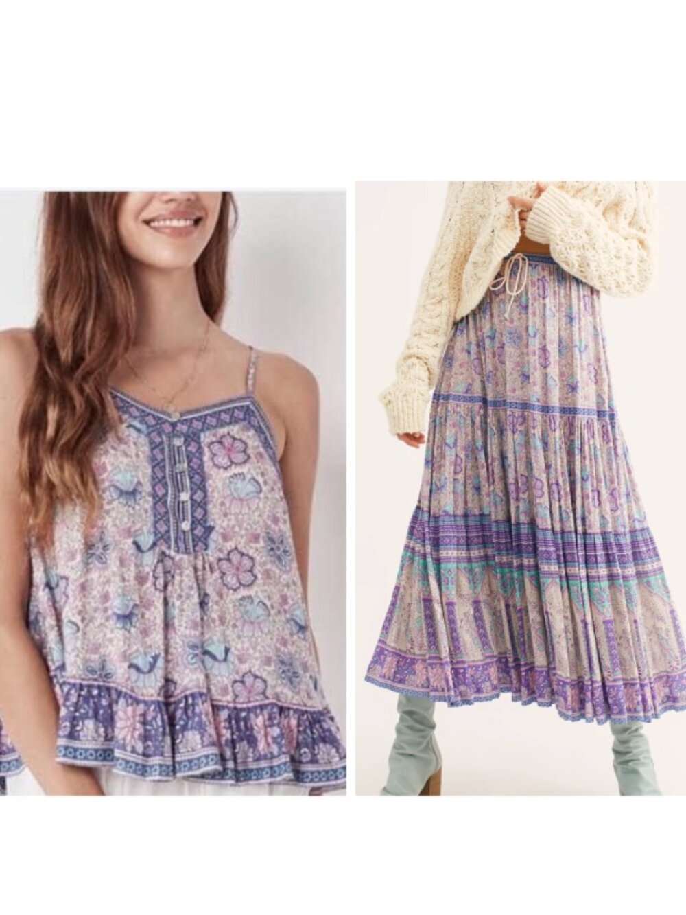 Spell & The Gypsy Poinciana Cami Maxi Skirt Set Lilac Small RARE